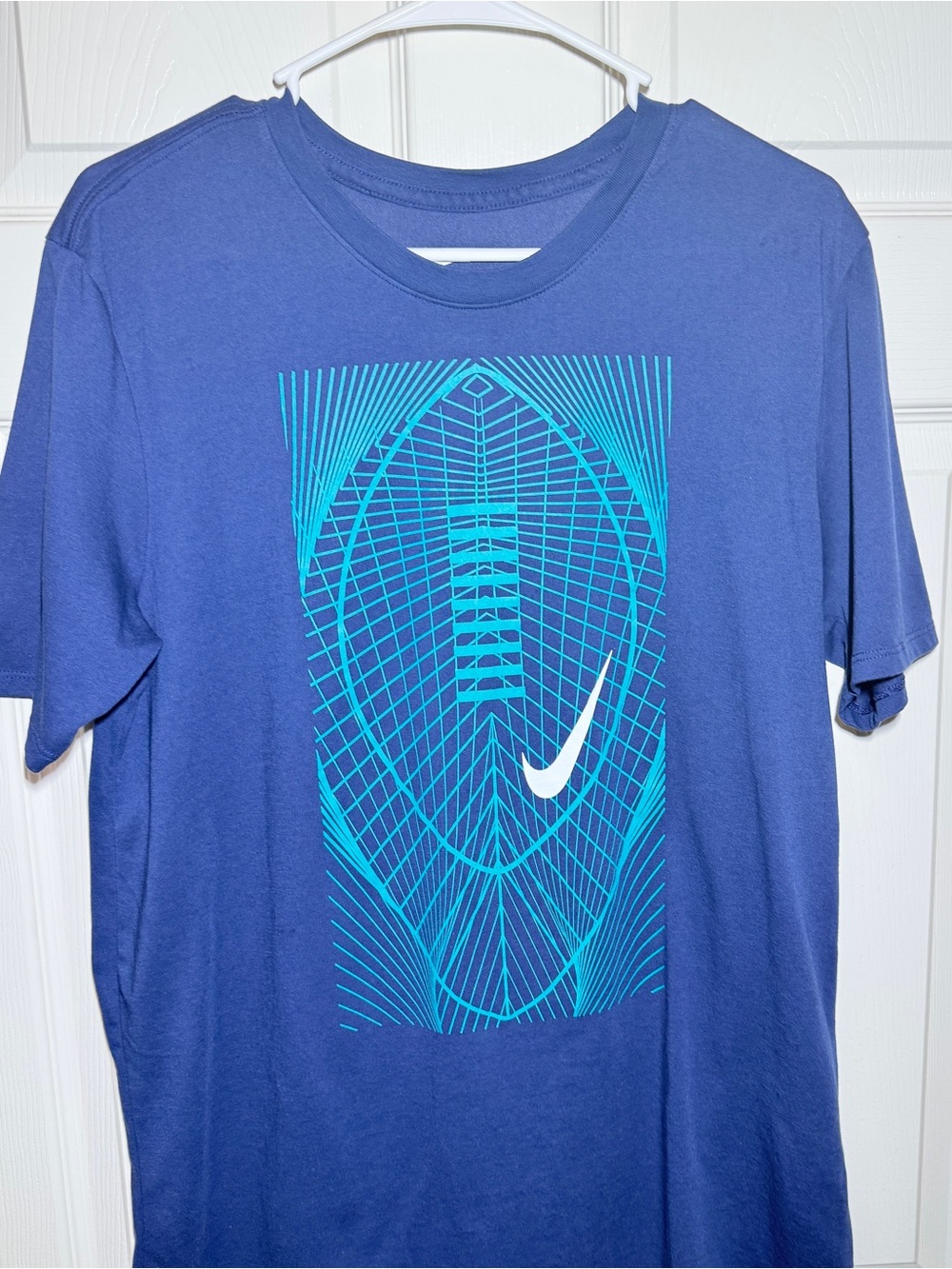 Nike Dri-FIT Men’s Crew Neck Short Sleeve Football Graphic Print T-Shirt Blue L
